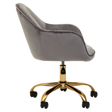 Grey Velvet and Gold Base Home Office Chair