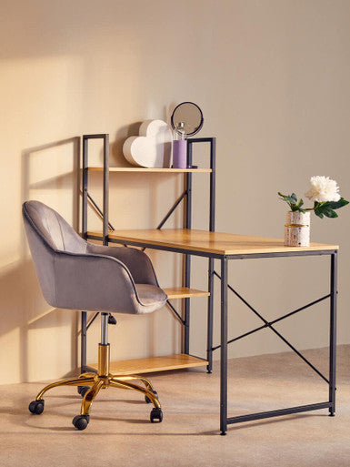 Grey Velvet and Gold Base Home Office Chair