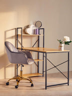 Grey Velvet and Gold Base Home Office Chair