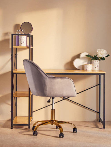 Grey Velvet and Gold Base Home Office Chair
