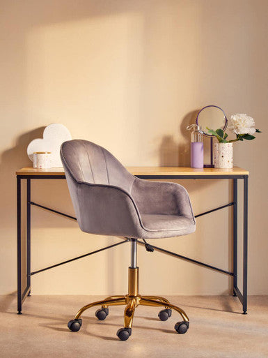 Grey Velvet and Gold Base Home Office Chair