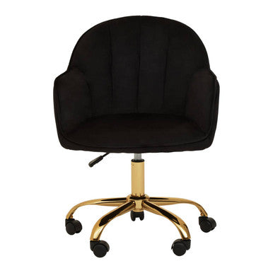 Black Velvet and Gold Base Home Office Chair