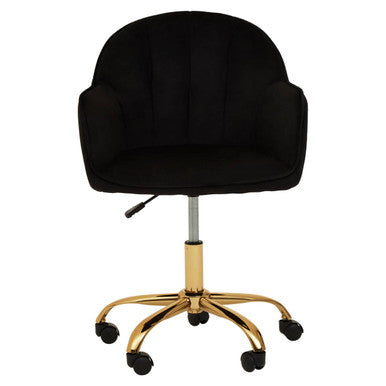 Black Velvet and Gold Base Home Office Chair