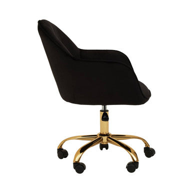 Black Velvet and Gold Base Home Office Chair