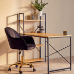 Black Velvet and Gold Base Home Office Chair