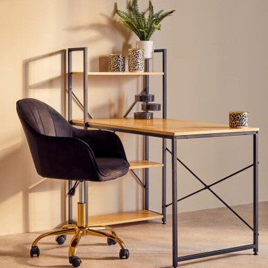 Black Velvet and Gold Base Home Office Chair