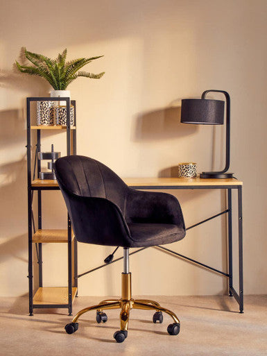 Black Velvet and Gold Base Home Office Chair
