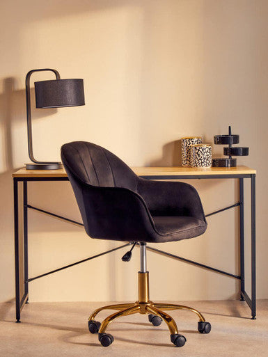 Black Velvet and Gold Base Home Office Chair