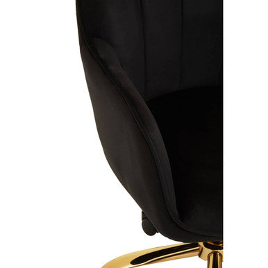Black Velvet and Gold Base Home Office Chair