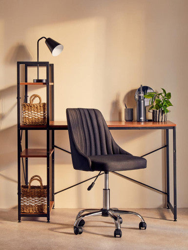 Ribbed Black and Chrome Home Office Chair