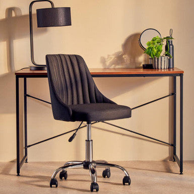 Ribbed Black and Chrome Home Office Chair