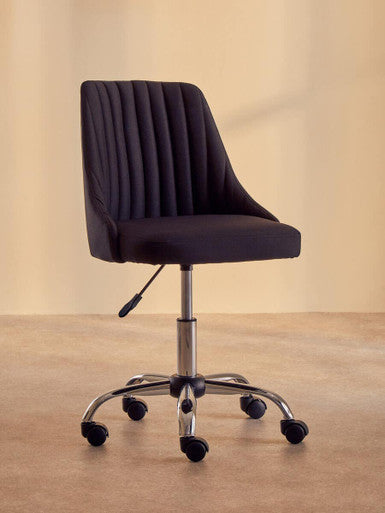 Ribbed Black and Chrome Home Office Chair