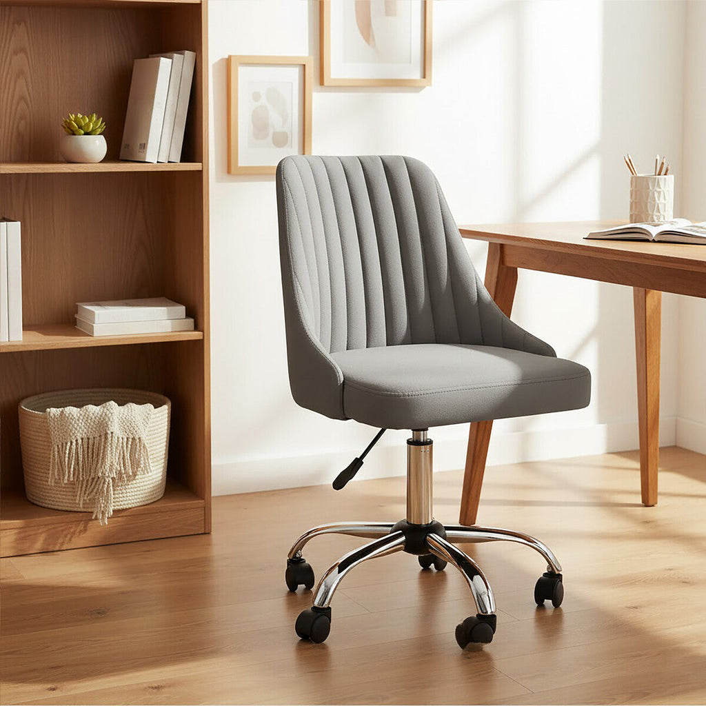 Grey Leather Effect Home Office Chair