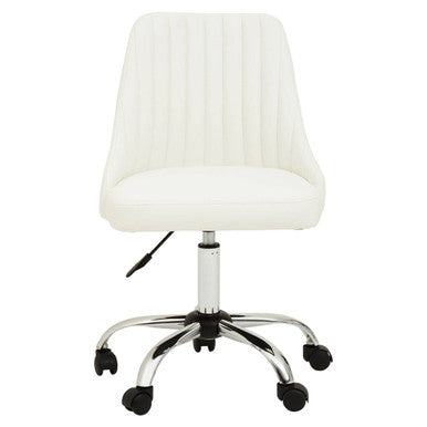Off White Leather Effect Home Office Chair