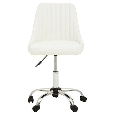 Off White Leather Effect Home Office Chair