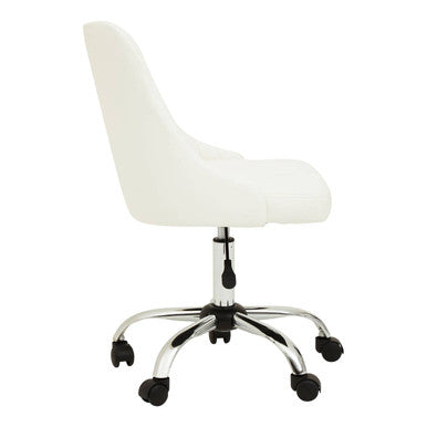 Off White Leather Effect Home Office Chair