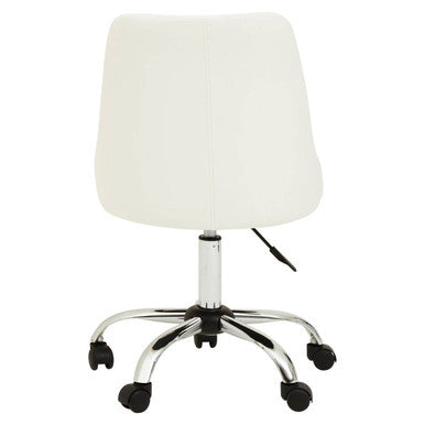 Off White Leather Effect Home Office Chair