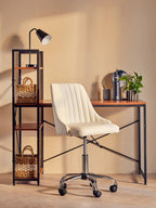 Off White Leather Effect Home Office Chair
