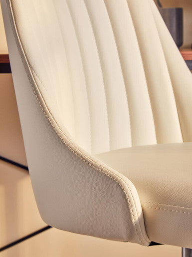 Off White Leather Effect Home Office Chair