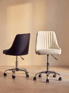 Off White Leather Effect Home Office Chair