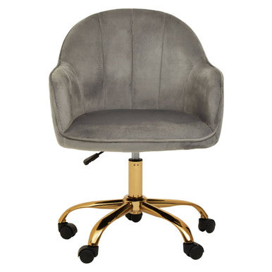 Grey Velvet and Gold Home Office Chair