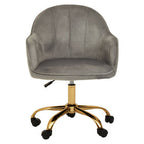 Grey Velvet and Gold Home Office Chair