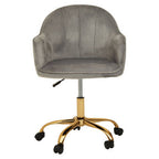 Grey Velvet and Gold Home Office Chair