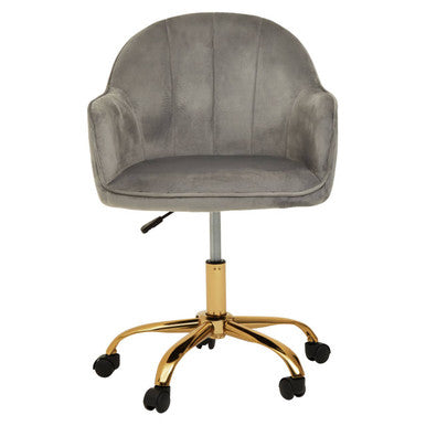 Grey Velvet and Gold Home Office Chair