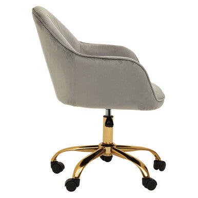 Grey Velvet and Gold Home Office Chair