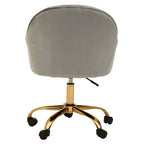 Grey Velvet and Gold Home Office Chair