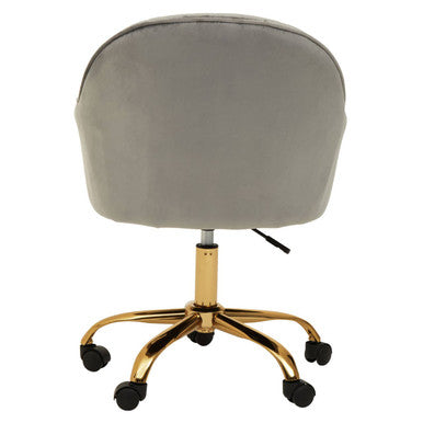 Grey Velvet and Gold Home Office Chair