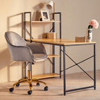 Grey Velvet and Gold Home Office Chair
