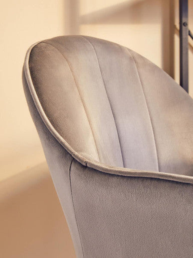 Grey Velvet and Gold Home Office Chair