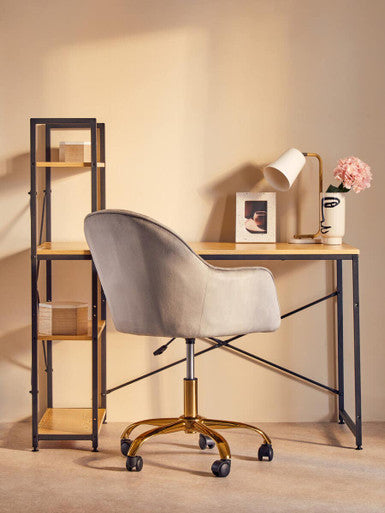 Grey Velvet and Gold Home Office Chair