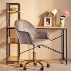 Grey Velvet and Gold Home Office Chair