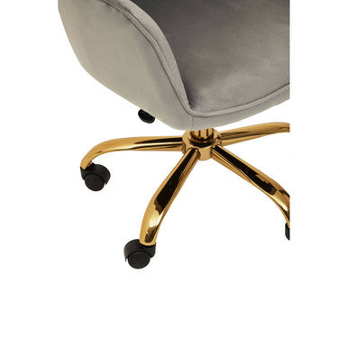 Grey Velvet and Gold Home Office Chair