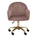 Pink Velvet and Gold Home Office Chair