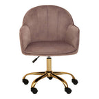 Pink Velvet and Gold Home Office Chair