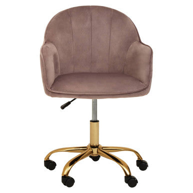Pink Velvet and Gold Home Office Chair