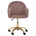 Pink Velvet and Gold Home Office Chair