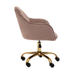 Pink Velvet and Gold Home Office Chair