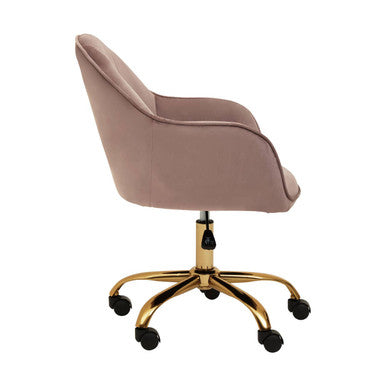Pink Velvet and Gold Home Office Chair