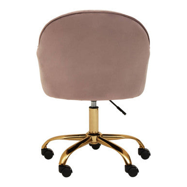 Pink Velvet and Gold Home Office Chair