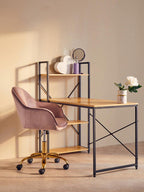 Pink Velvet and Gold Home Office Chair