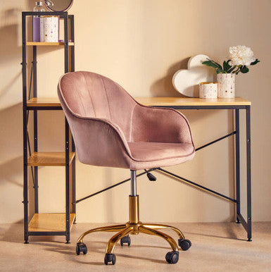 Pink Velvet and Gold Home Office Chair