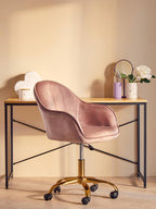 Pink Velvet and Gold Home Office Chair