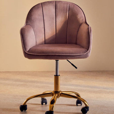 Pink Velvet and Gold Home Office Chair