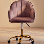 Pink Velvet and Gold Home Office Chair