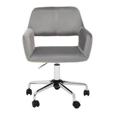 Grey Velvet and Chrome Base Home Office Chair