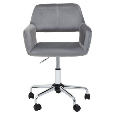 Grey Velvet and Chrome Base Home Office Chair